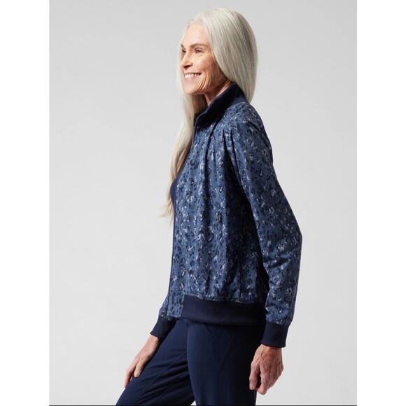 Athleta $139.00 Brooklyn Bomber Jacket Size M Captivate Chrome Blue - Picture 6 of 13